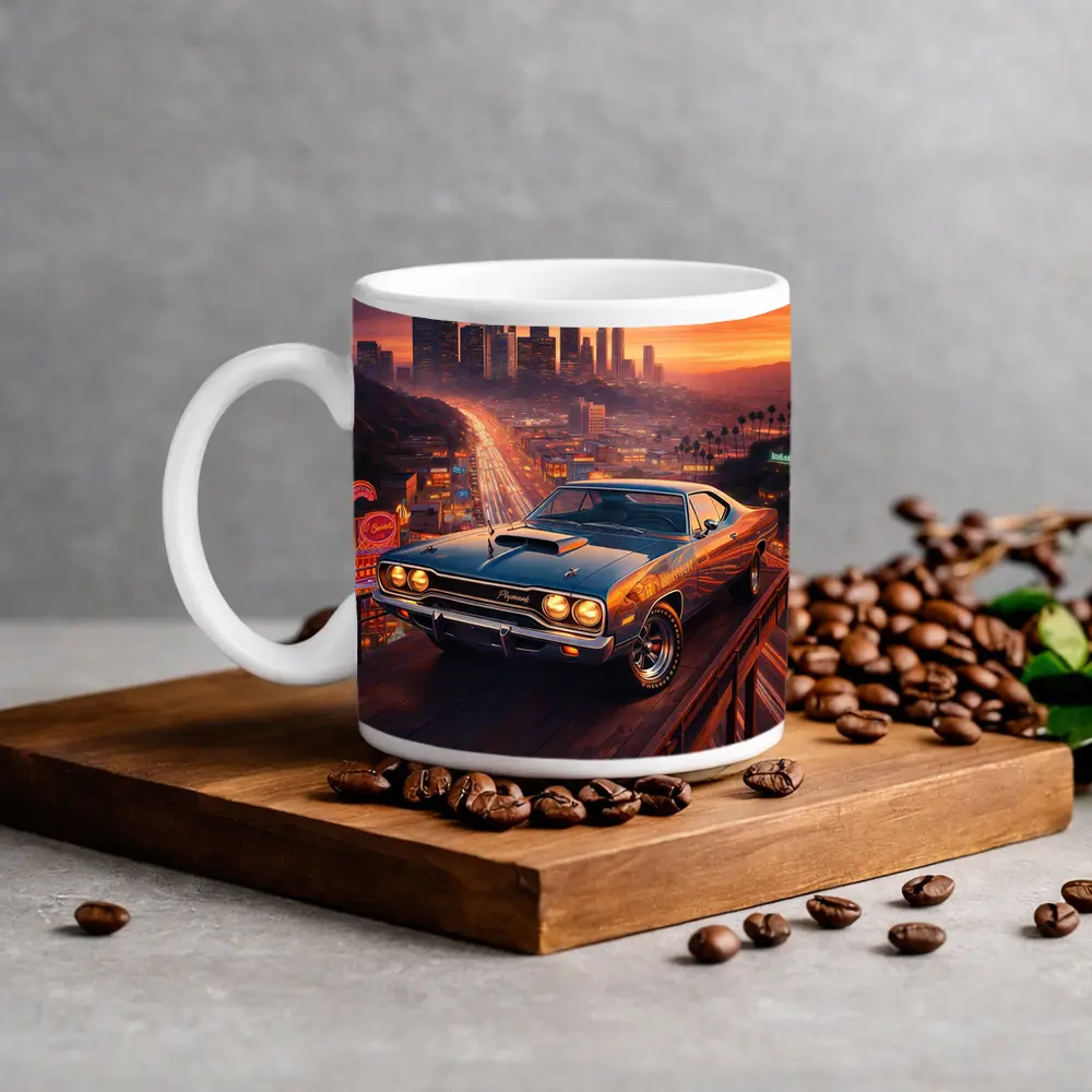 Plymouth Road Runner Los Angeles Sunset Skyline – Mugs