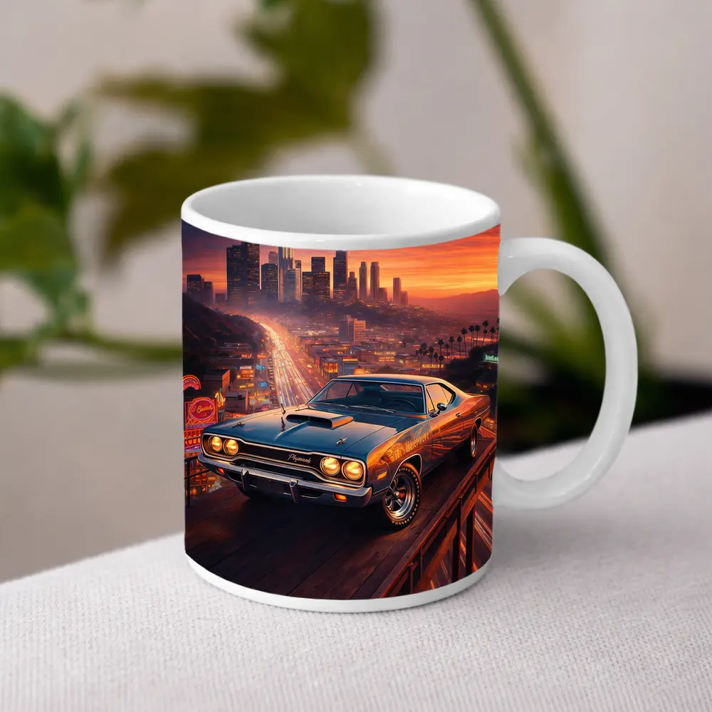 Plymouth Road Runner Los Angeles Sunset Skyline – Mugs