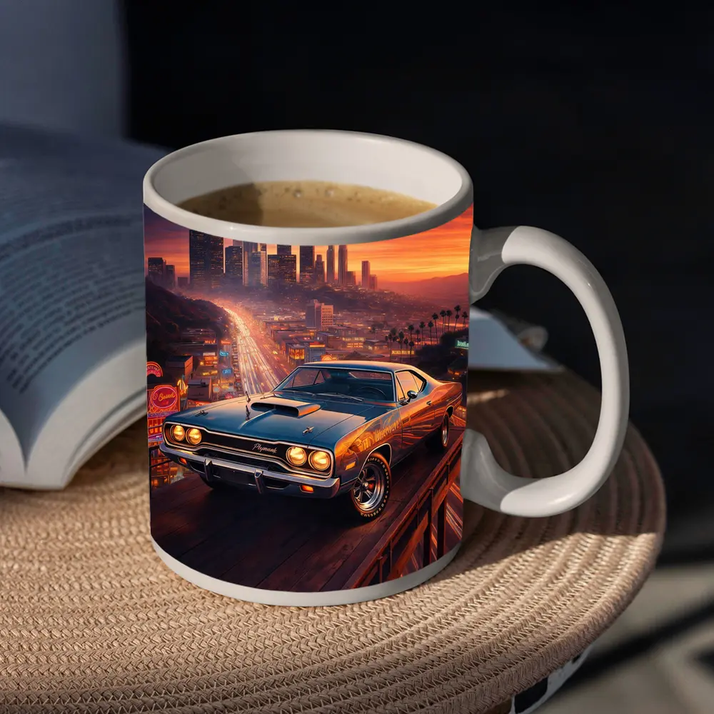 Plymouth Road Runner Los Angeles Sunset Skyline – Mugs