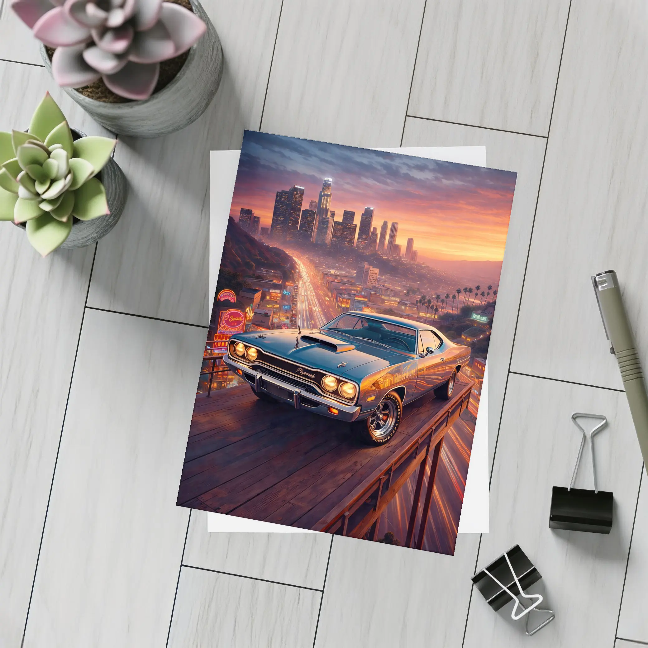 Plymouth Road Runner Los Angeles Sunset Skyline – Postcards