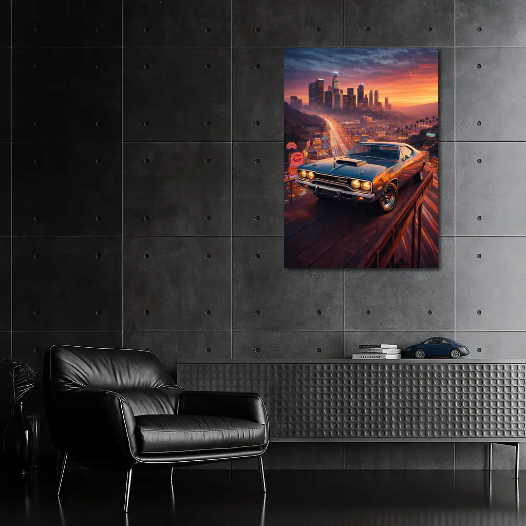 Plymouth Road Runner Los Angeles Sunset Skyline – Wall Art