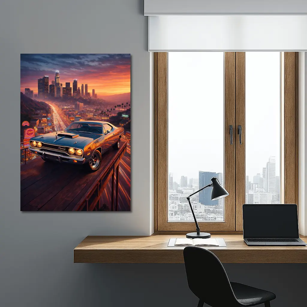 Plymouth Road Runner Los Angeles Sunset Skyline – Wall Art