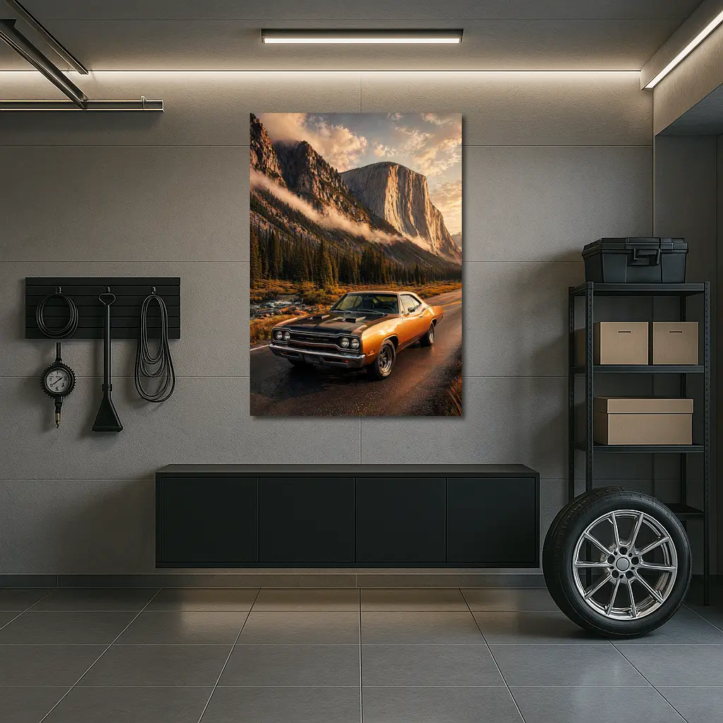 Plymouth Road Runner Classic Muscle Mountain Road – Wall Art