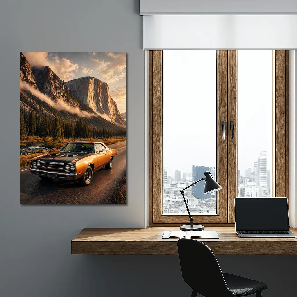 Plymouth Road Runner Classic Muscle Mountain Road – Wall Art