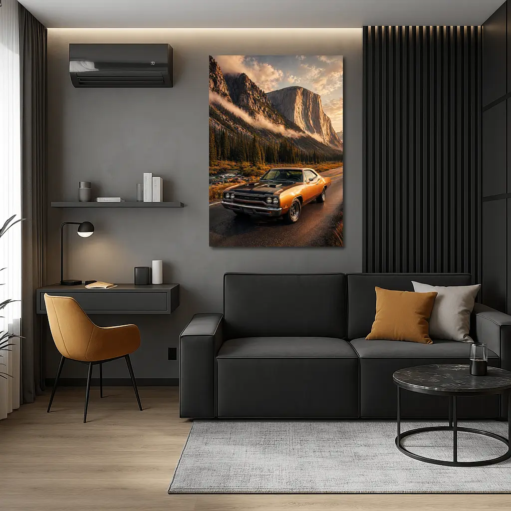 Plymouth Road Runner Classic Muscle Mountain Road – Wall Art