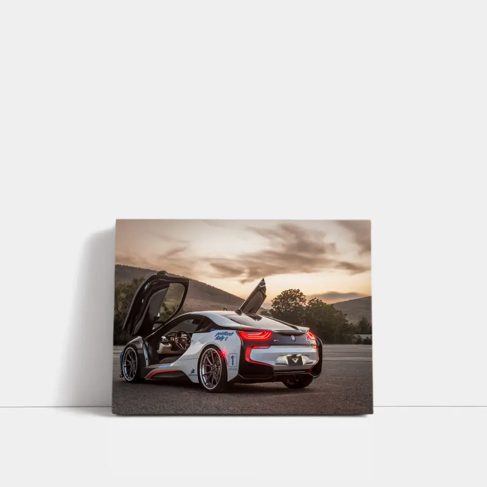 BMW i8 Scissor Doors Sunset Sky – Wall Art