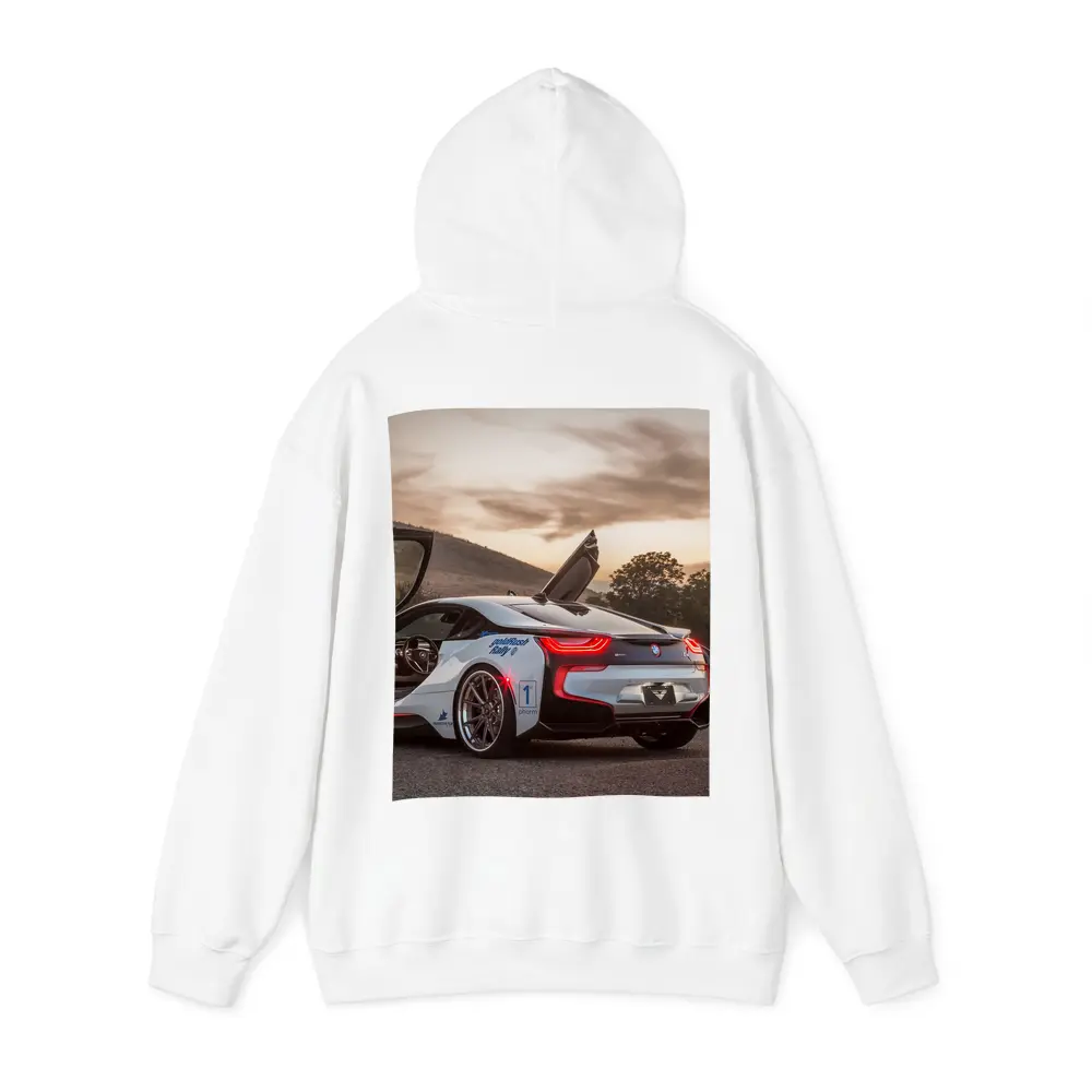 BMW i8 Scissor Doors Sunset Sky – Hoodies
