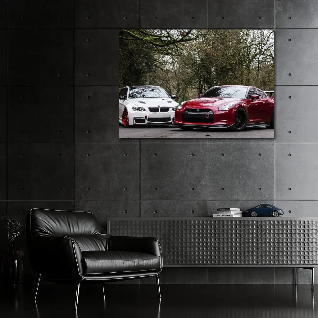 BMW M3 and Nissan GT-R Duo Parked – Wall Art