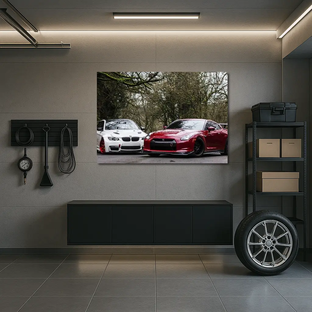 BMW M3 and Nissan GT-R Duo Parked – Wall Art