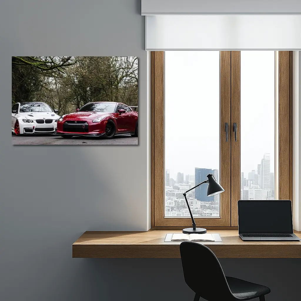 BMW M3 and Nissan GT-R Duo Parked – Wall Art