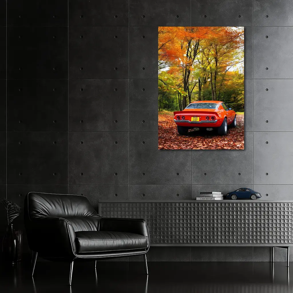 1971 Chevrolet Camaro Red Autumn Forest – Wall Art