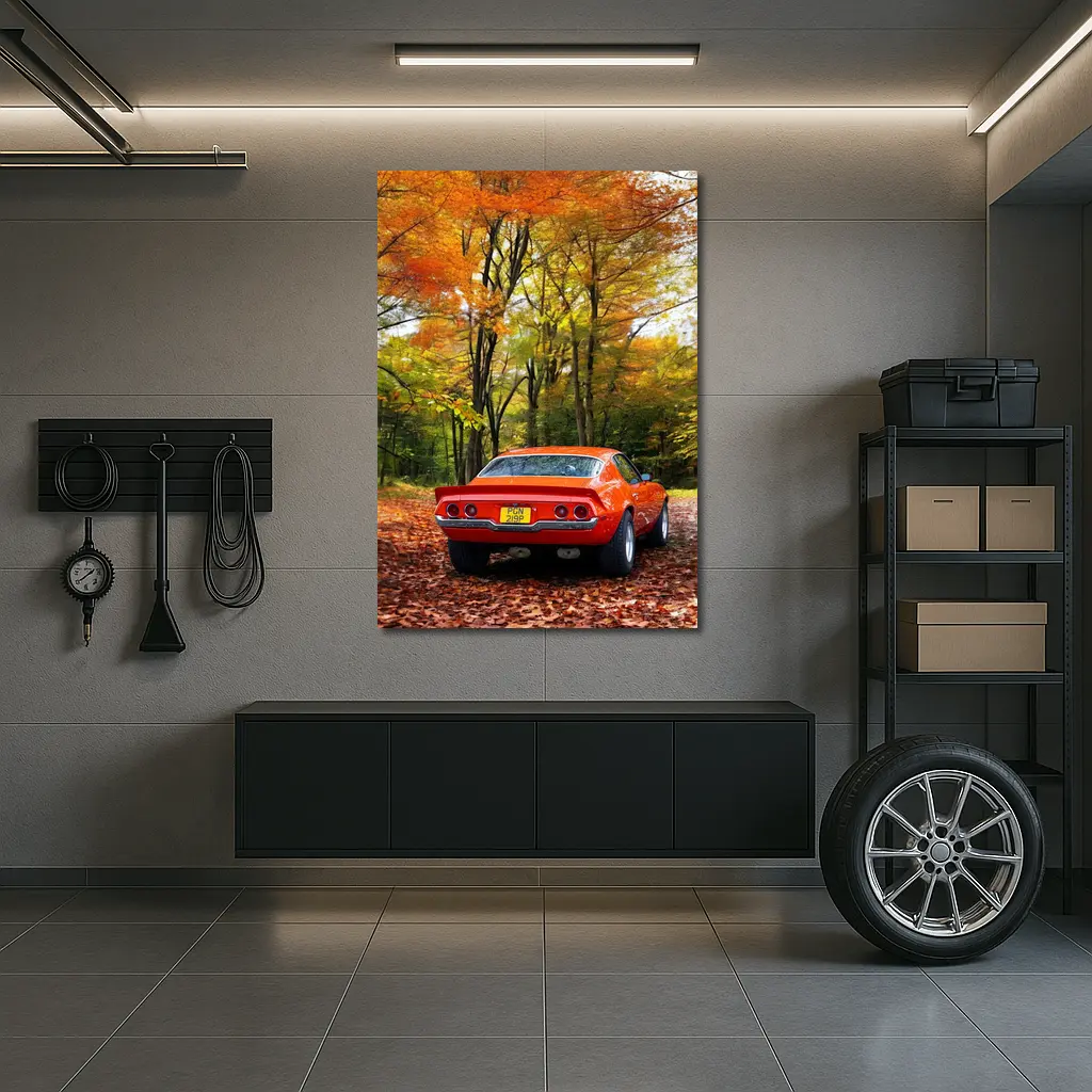 1971 Chevrolet Camaro Red Autumn Forest – Wall Art