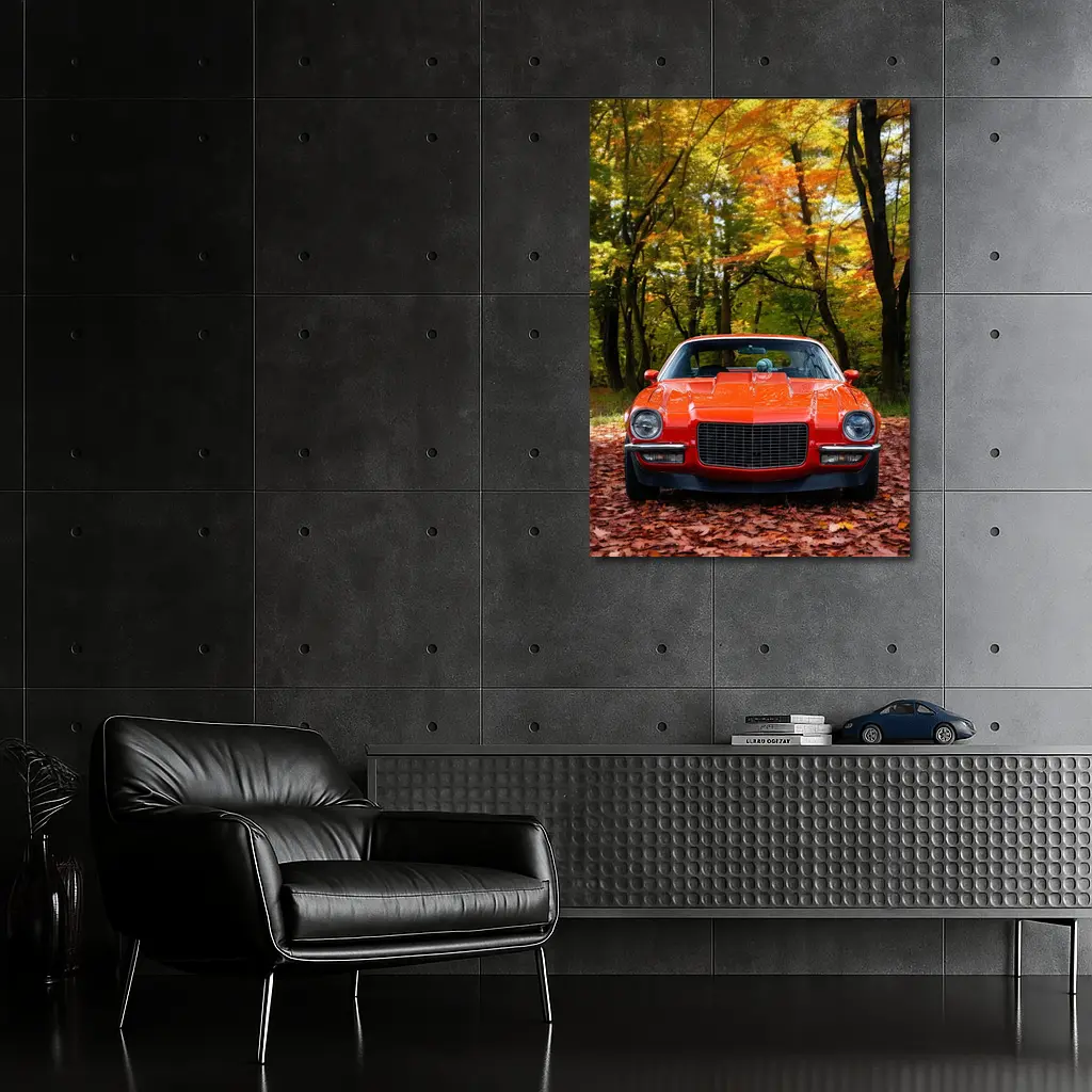 1971 Chevrolet Camaro Red Autumn Forest – Wall Art