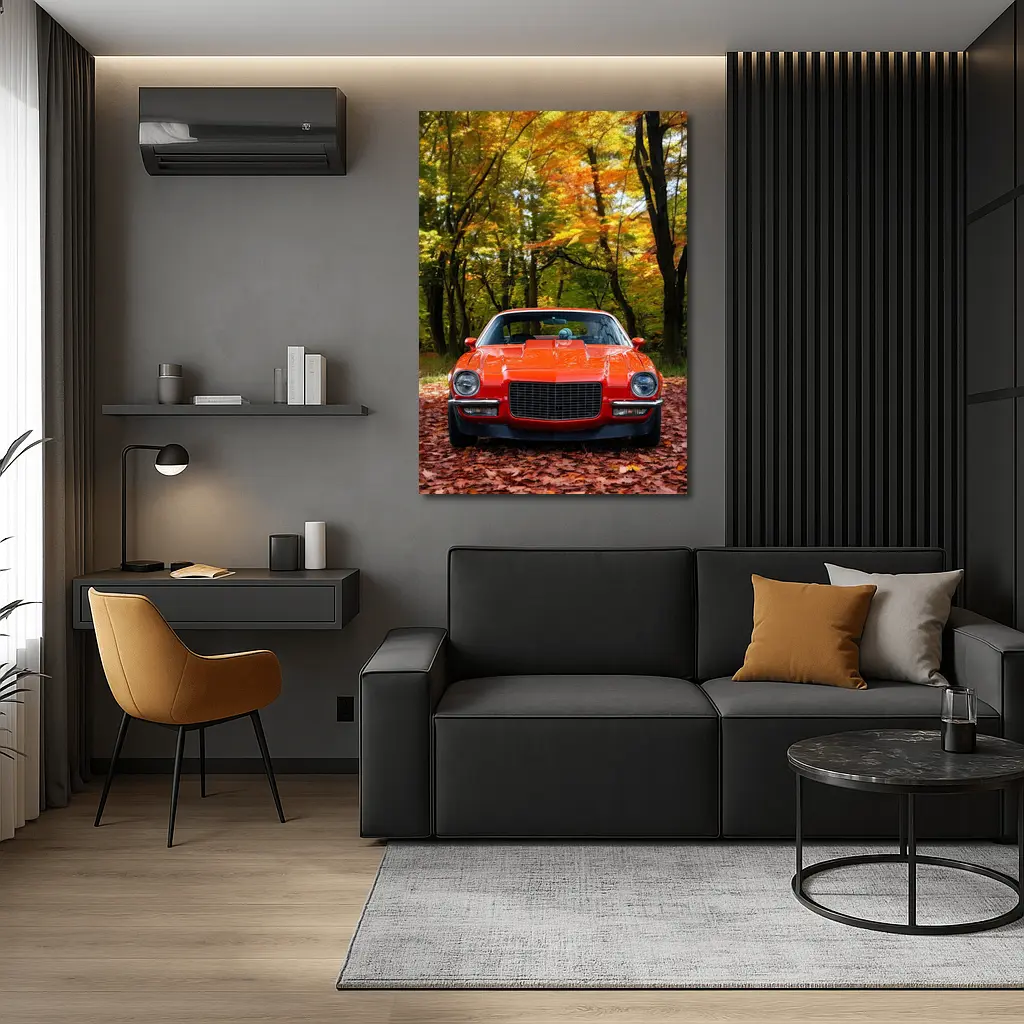 1971 Chevrolet Camaro Red Autumn Forest – Wall Art