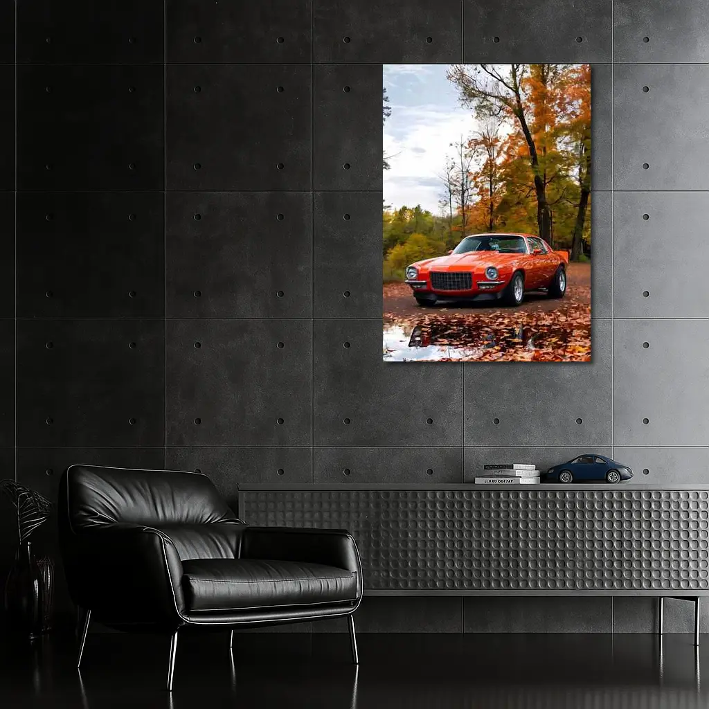 1971 Chevrolet Camaro Red Autumn Forest – Wall Art