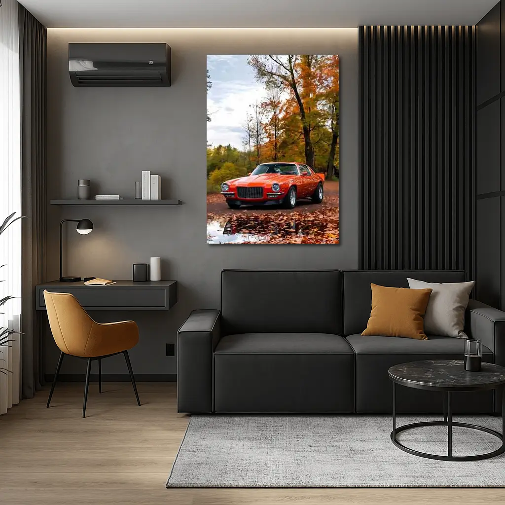 1971 Chevrolet Camaro Red Autumn Forest – Wall Art