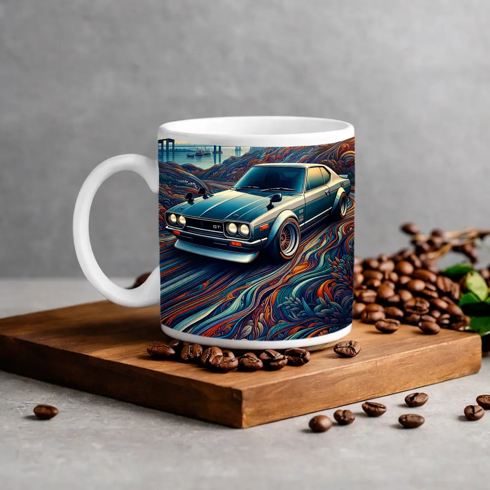Nissan Skyline GT Tokyo Skyline Abstract Art – Mugs
