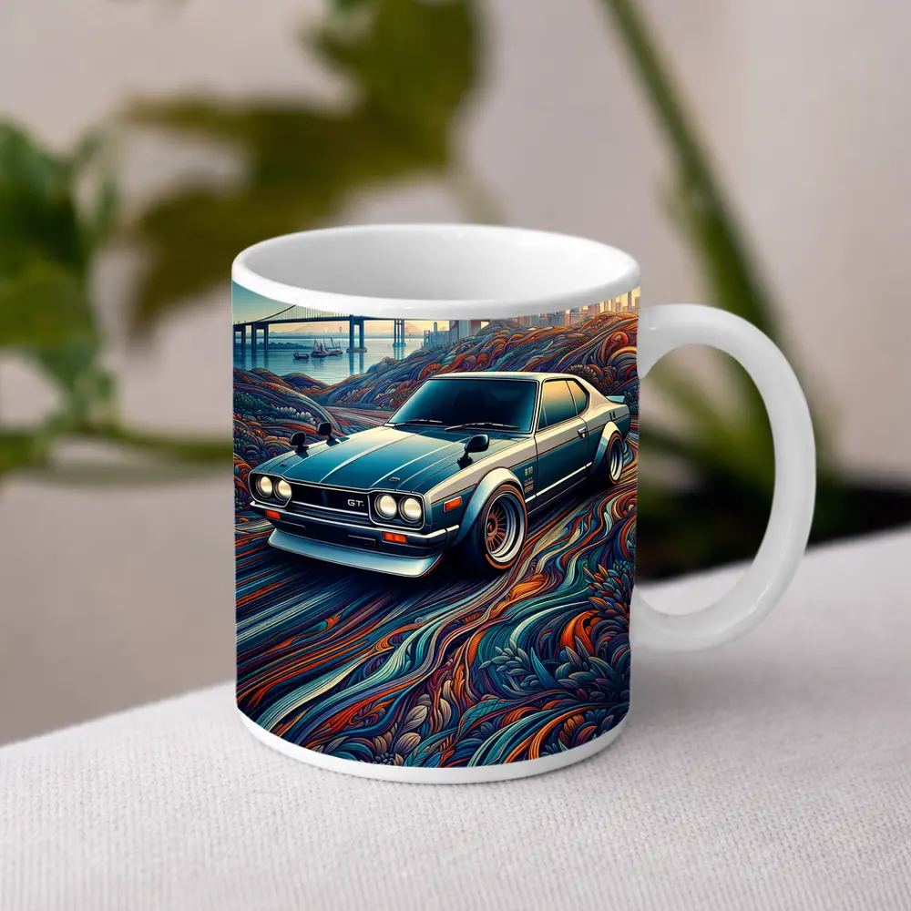 Nissan Skyline GT Tokyo Skyline Abstract Art – Mugs