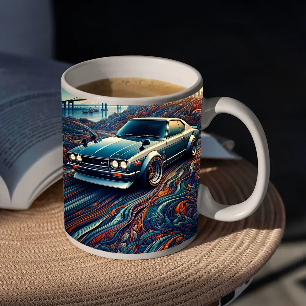 Nissan Skyline GT Tokyo Skyline Abstract Art – Mugs