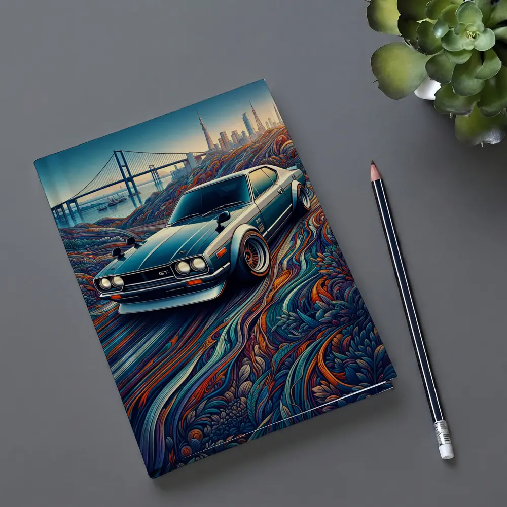 Nissan Skyline GT Tokyo Skyline Abstract Art – Notebooks