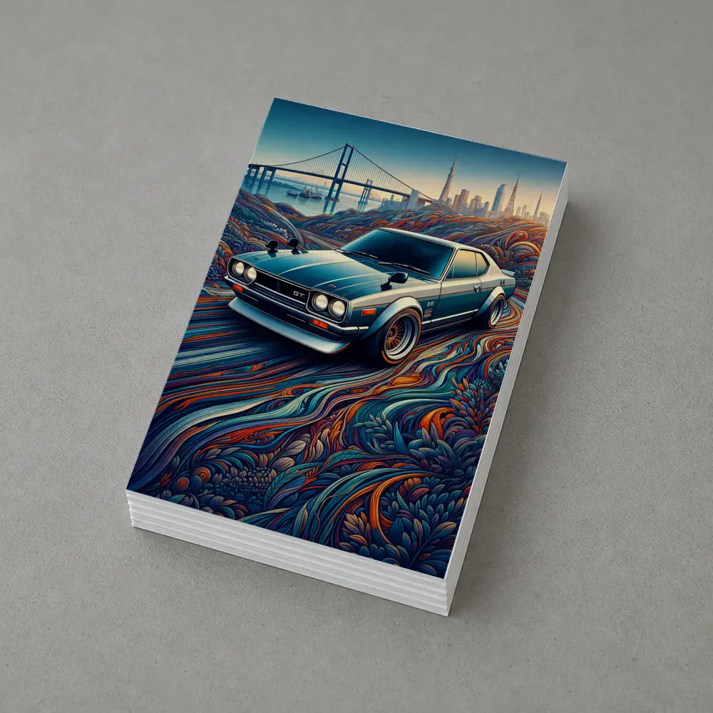 Nissan Skyline GT Tokyo Skyline Abstract Art – Postcards