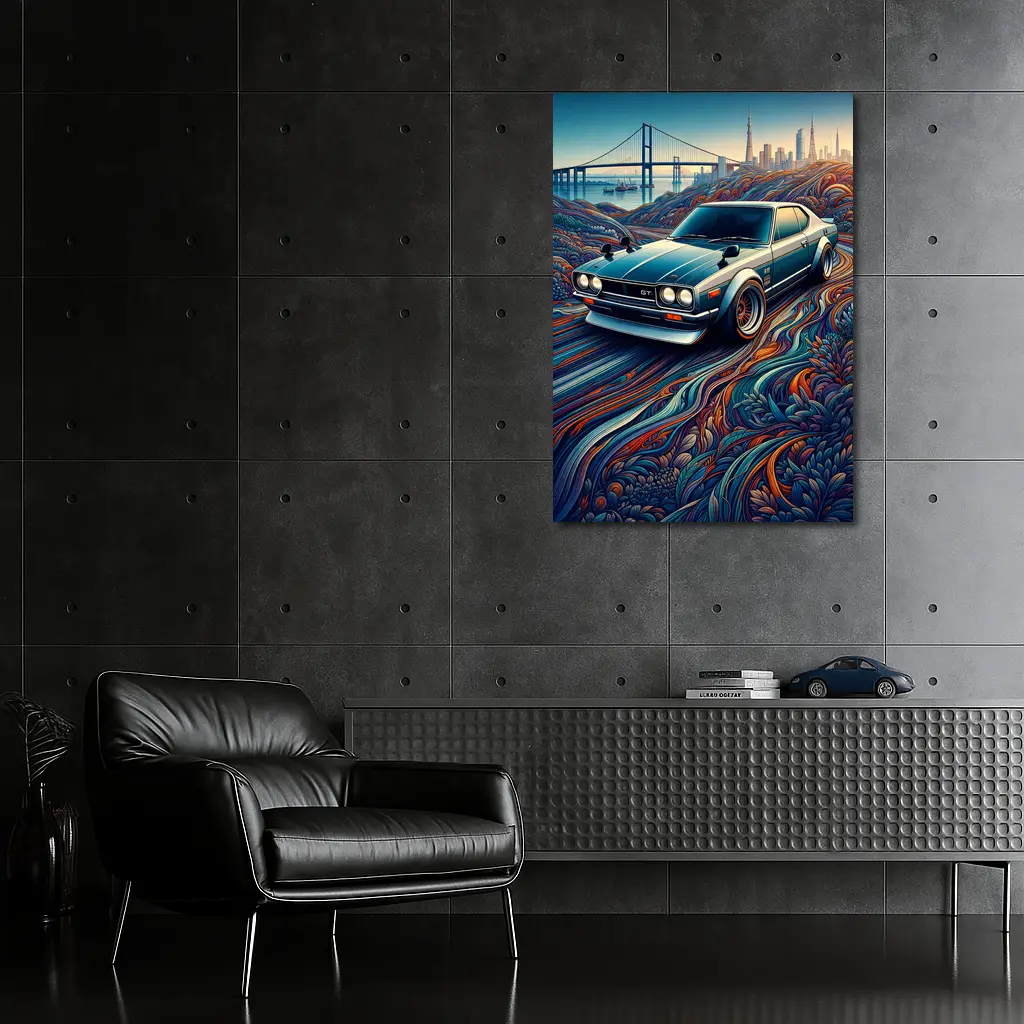 Nissan Skyline GT Tokyo Skyline Abstract Art – Wall Art