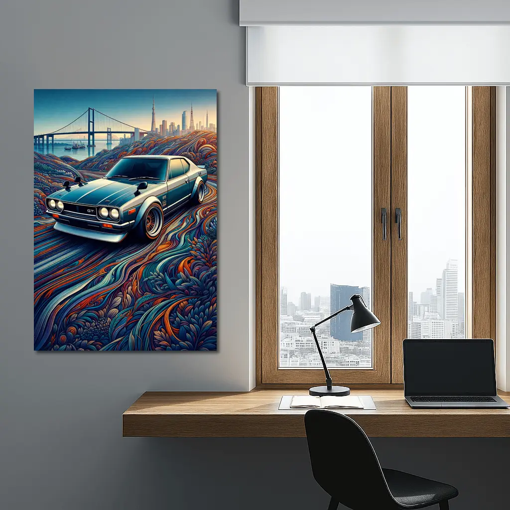 Nissan Skyline GT Tokyo Skyline Abstract Art – Wall Art