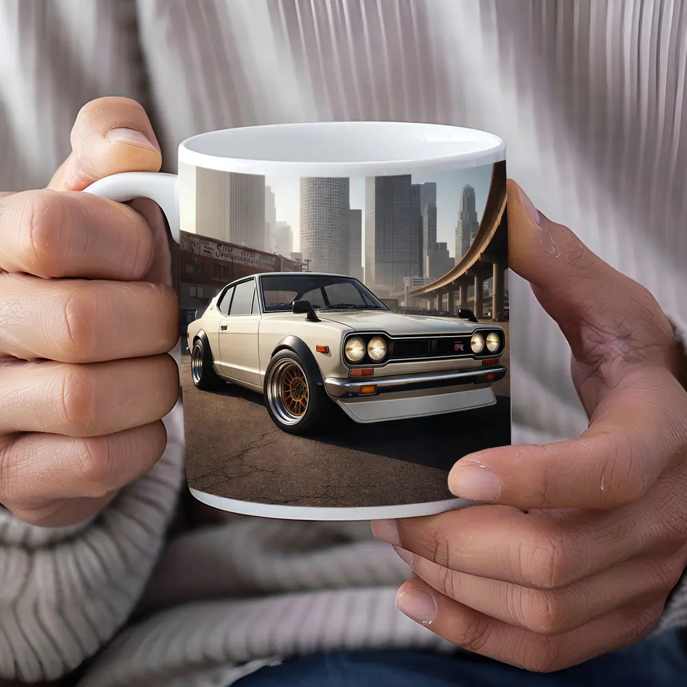 Nissan Skyline GT-R White City Streets – Mugs