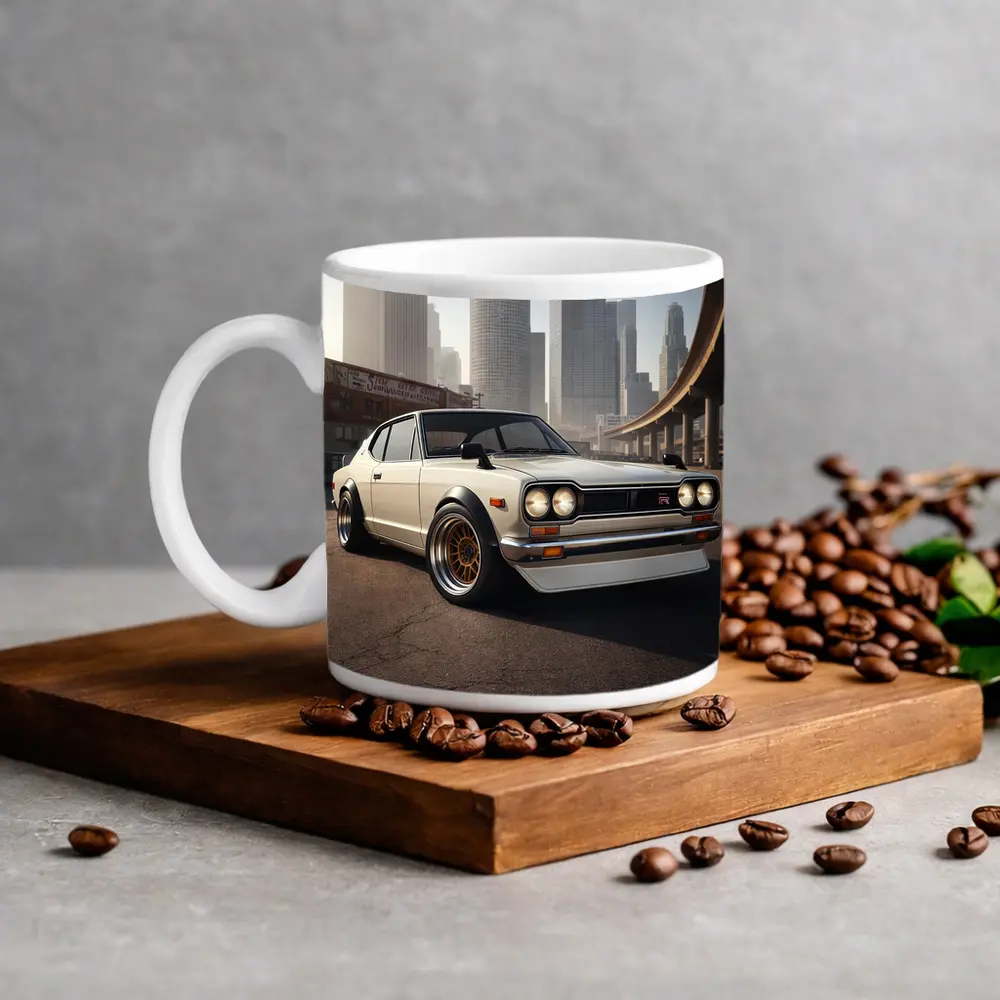 Nissan Skyline GT-R White City Streets – Mugs