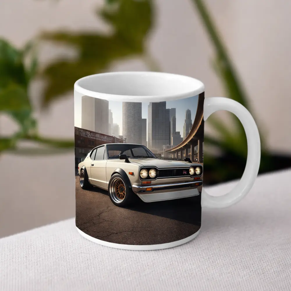 Nissan Skyline GT-R White City Streets – Mugs