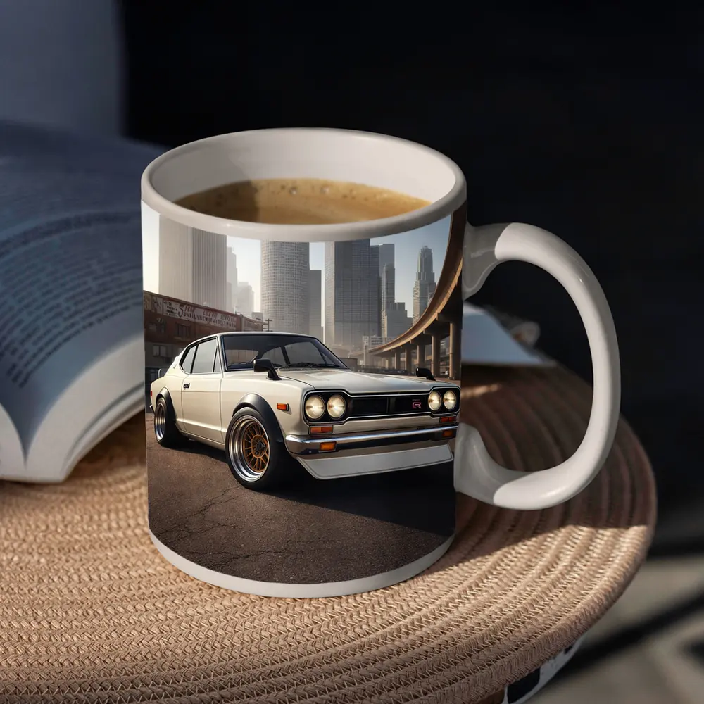 Nissan Skyline GT-R White City Streets – Mugs
