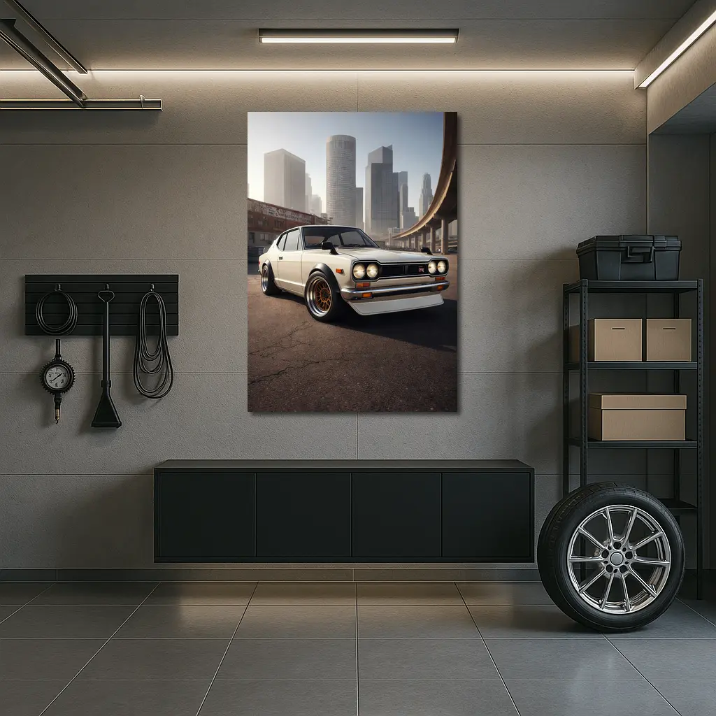 Nissan Skyline GT-R White City Streets – Wall Art