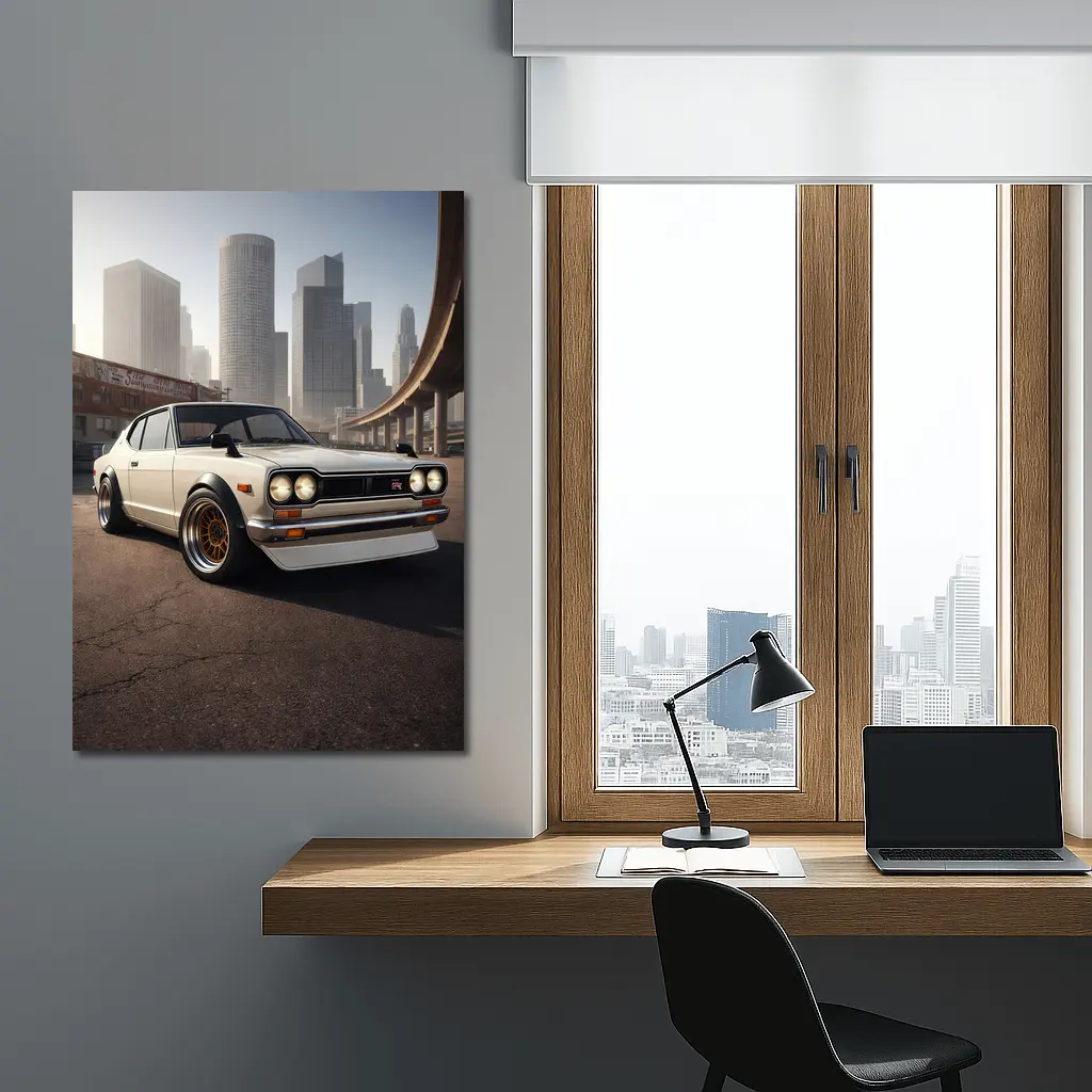 Nissan Skyline GT-R White City Streets – Wall Art