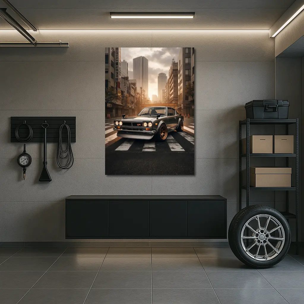 Nissan Skyline GTR Classic Japanese City Street – Wall Art
