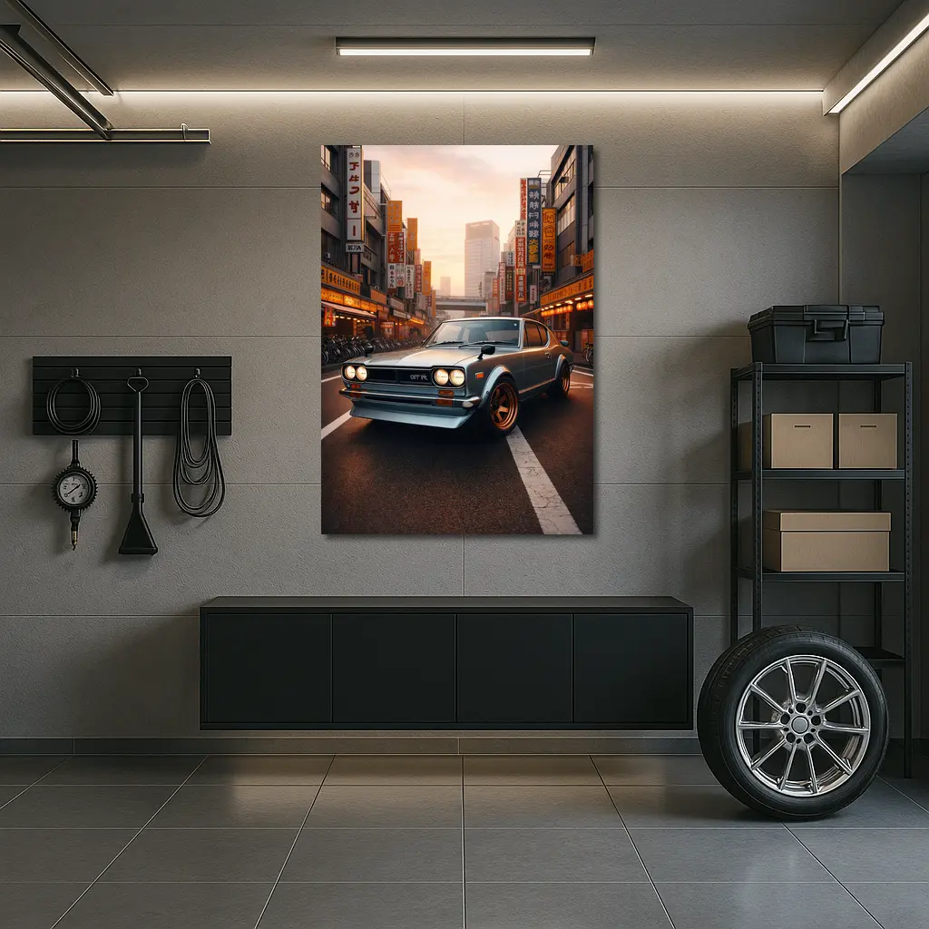 Nissan Skyline GTR Classic Japanese City Street – Wall Art