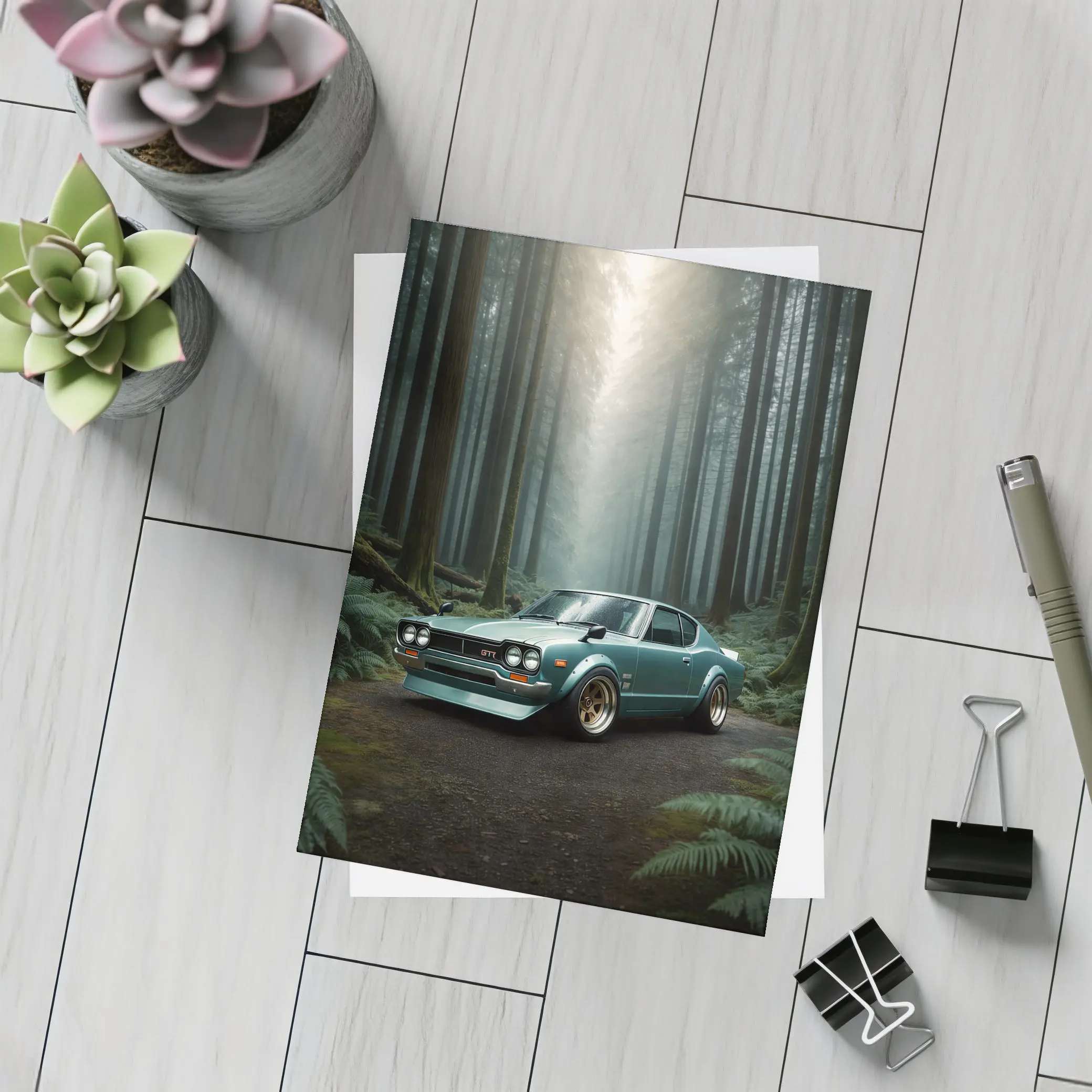 Nissan Skyline GTR Classic Car Forest – Postcards