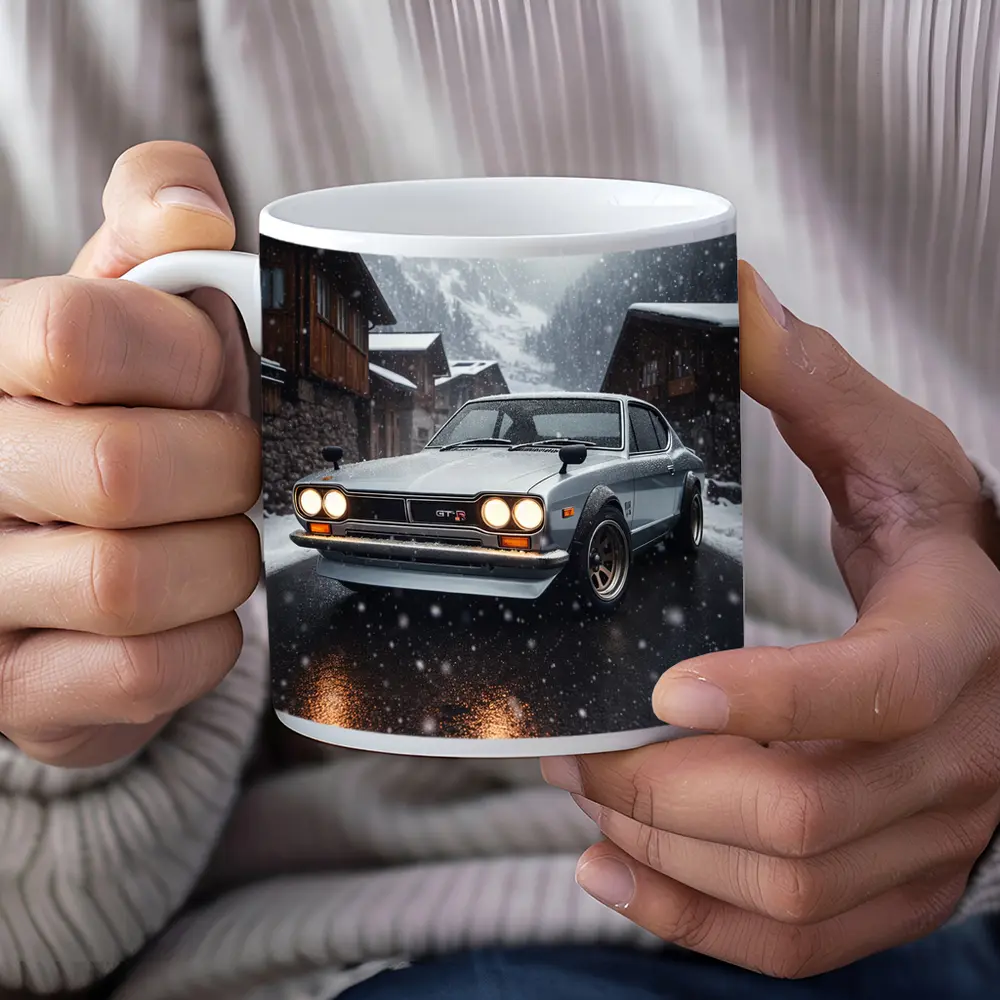 Nissan Skyline GT-R in Winter Snowfall – Mugs