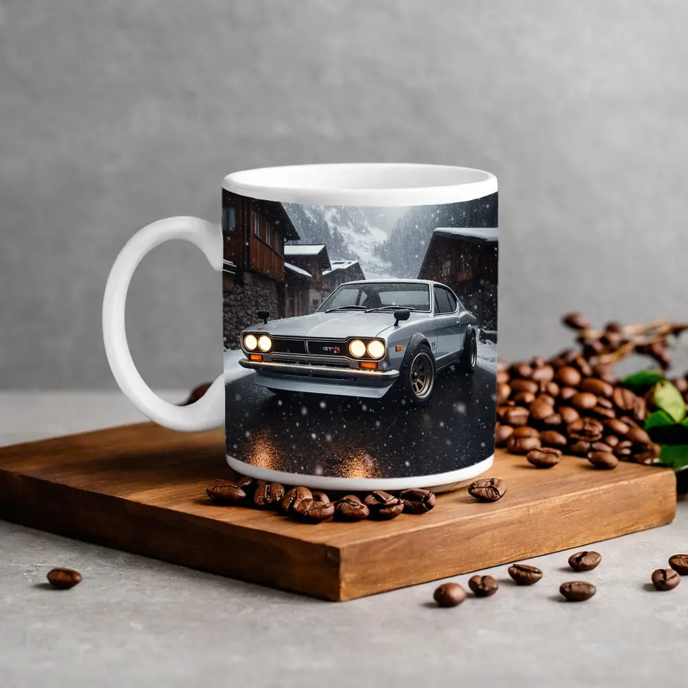 Nissan Skyline GT-R in Winter Snowfall – Mugs