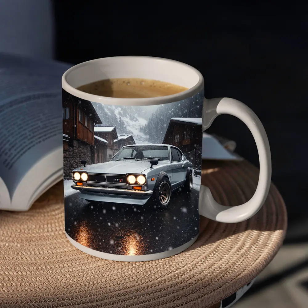 Nissan Skyline GT-R in Winter Snowfall – Mugs
