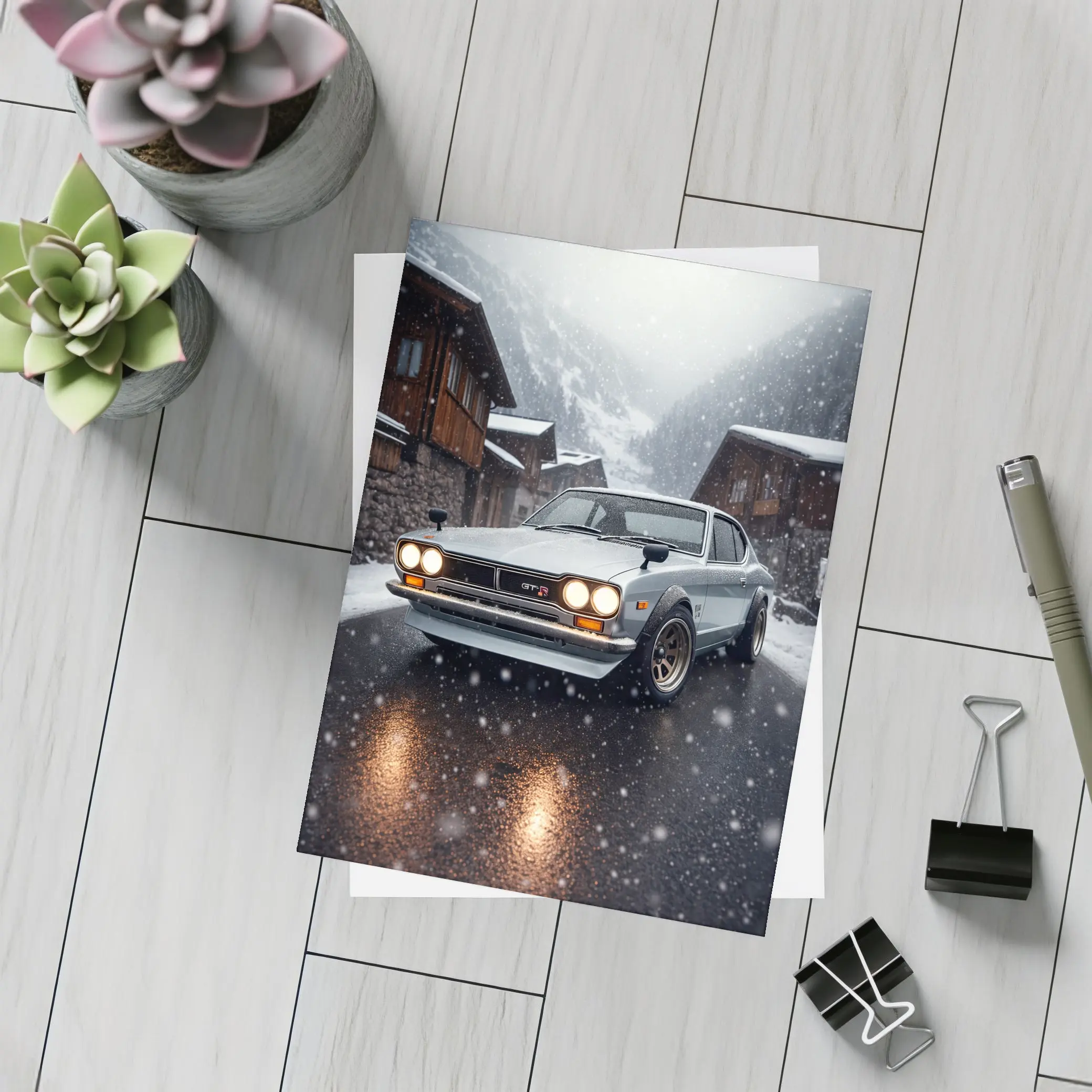 Nissan Skyline GT-R in Winter Snowfall – Postcards