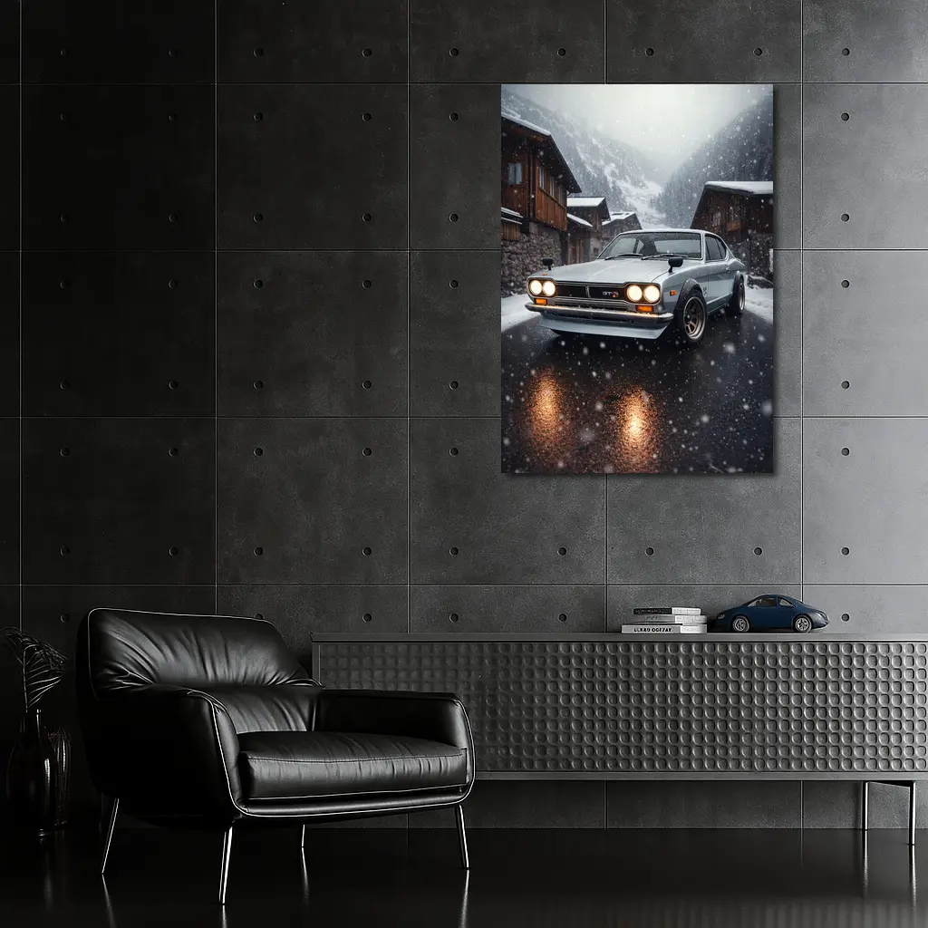 Nissan Skyline GT-R in Winter Snowfall – Wall Art