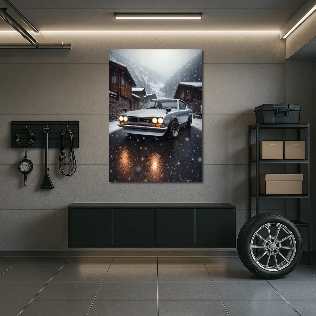 Nissan Skyline GT-R in Winter Snowfall – Wall Art