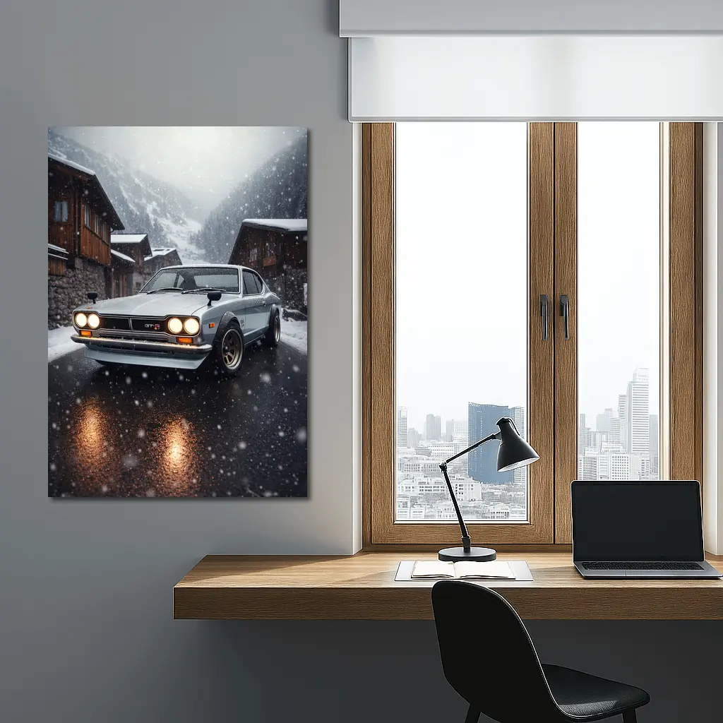 Nissan Skyline GT-R in Winter Snowfall – Wall Art