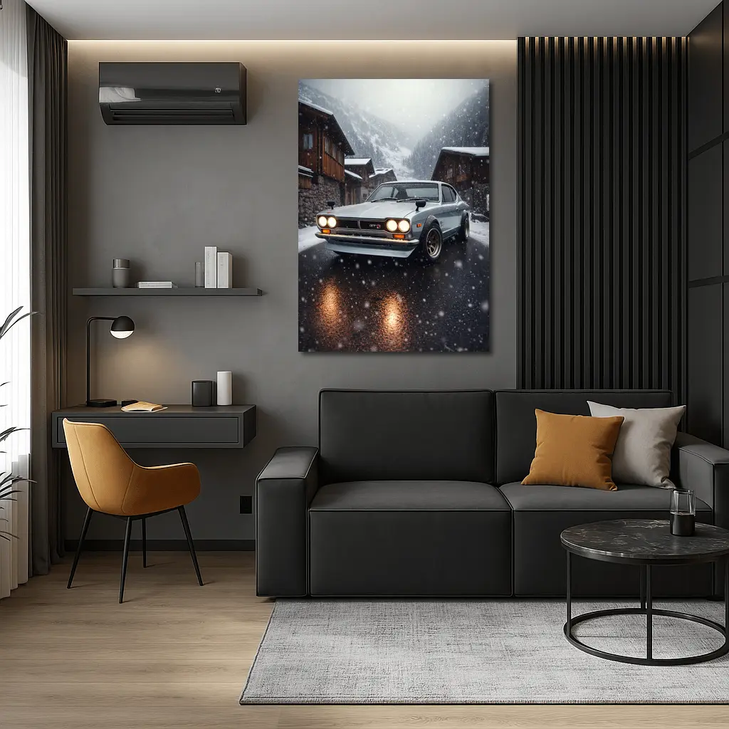 Nissan Skyline GT-R in Winter Snowfall – Wall Art