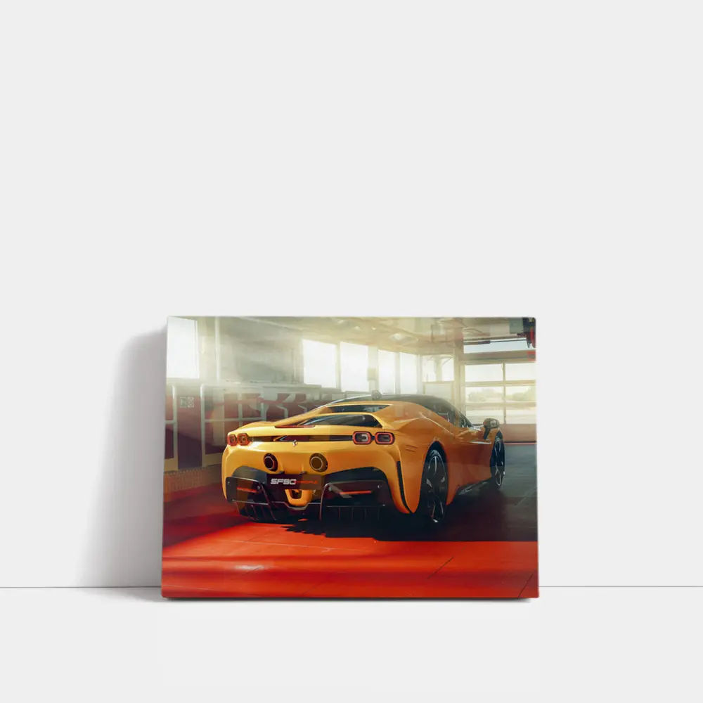 Ferrari SF90 Stradale Yellow Garage Rear – Wall Art