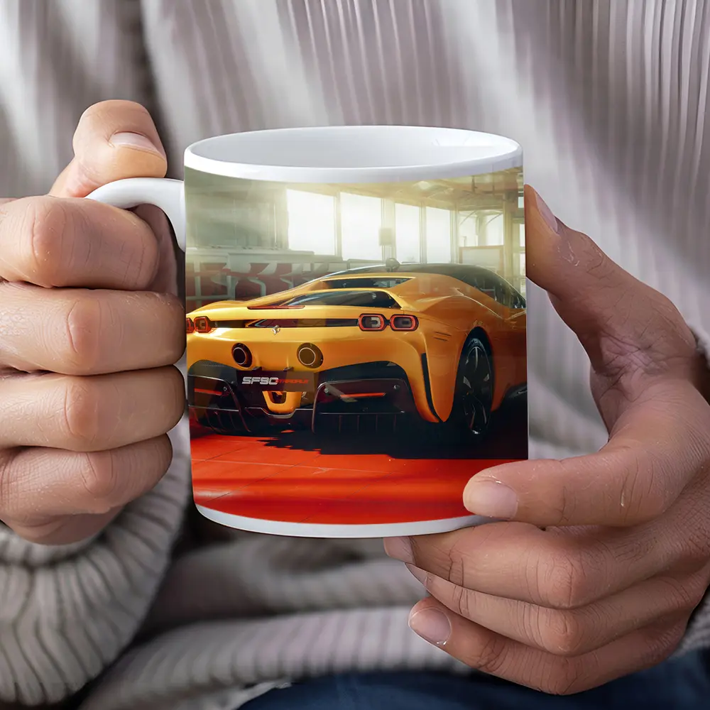 Ferrari SF90 Stradale Yellow Garage Rear – Mugs