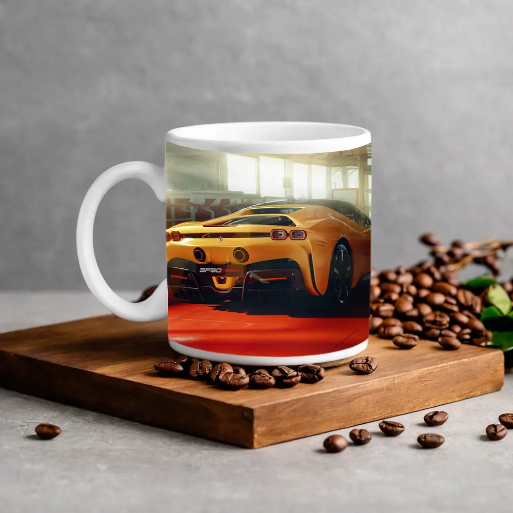 Ferrari SF90 Stradale Yellow Garage Rear – Mugs