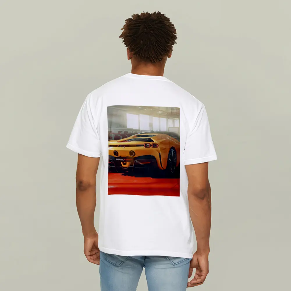 Ferrari SF90 Stradale Yellow Garage Rear – T-Shirts