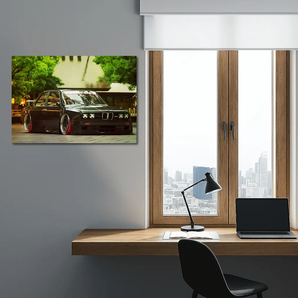 BMW M3 E30 Black Slammed Street Build – Wall Art