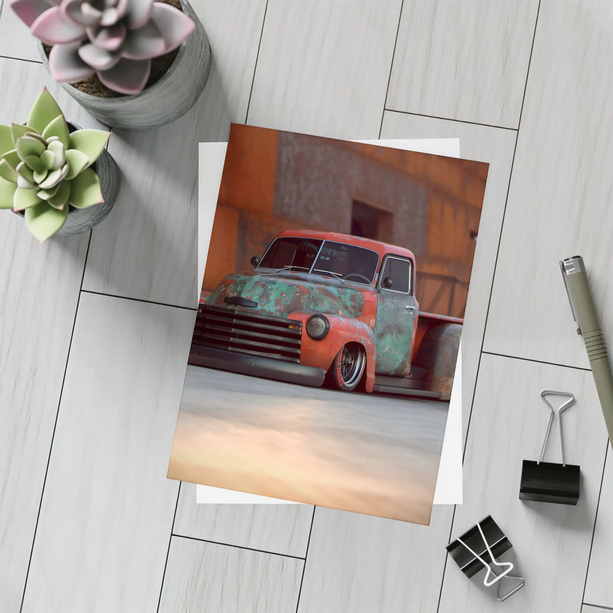 Chevrolet Pickup Rat Rod Slammed Street – Postcards